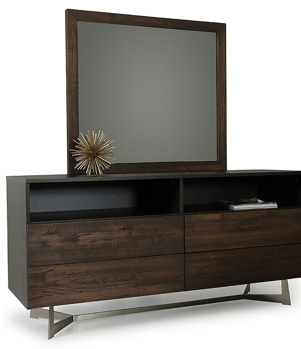 Modern Dark Aged Oak Mirror