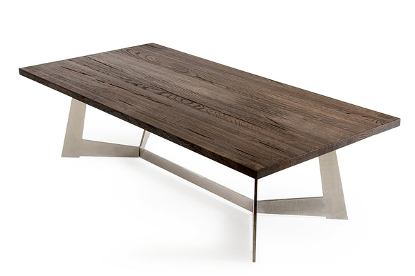 16' Dark Aged Oak Wood  Veneer  and Steel Coffee Table