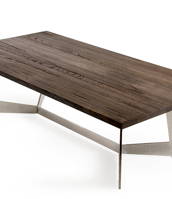 16' Dark Aged Oak Wood  Veneer  and Steel Coffee Table