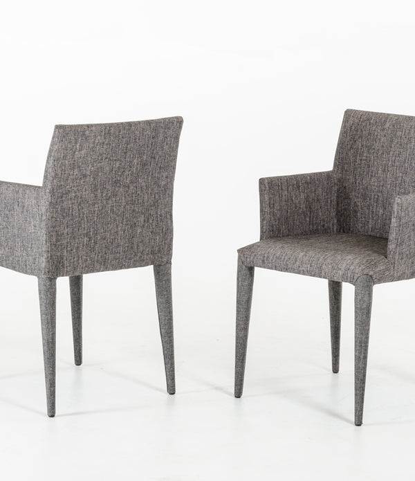 33' Grey Fabric and Metal Dining Chair