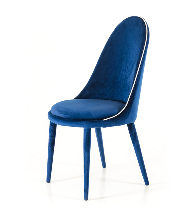 38' Blue and White Fabric and Metal Dining Chair