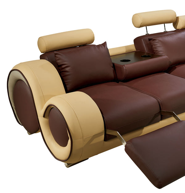 31' Bonded Leather and Wood Sectional Sofa