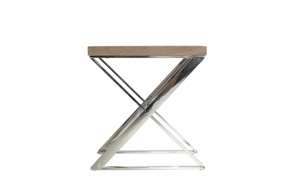 Modern Ash and Steel End Table