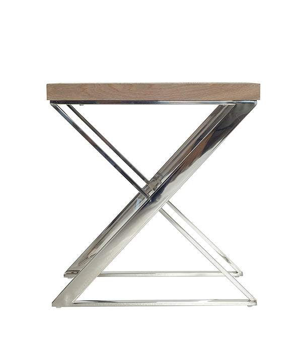 Modern Ash and Steel End Table