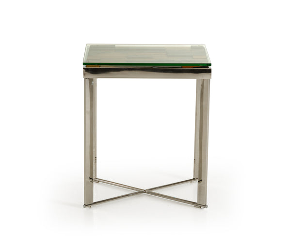 22' Mosaic Wood  Steel  and Glass End Table