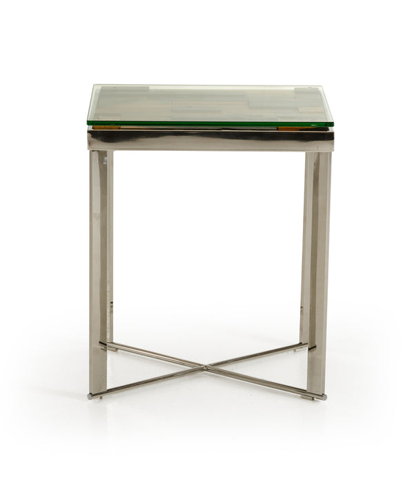 22' Mosaic Wood  Steel  and Glass End Table