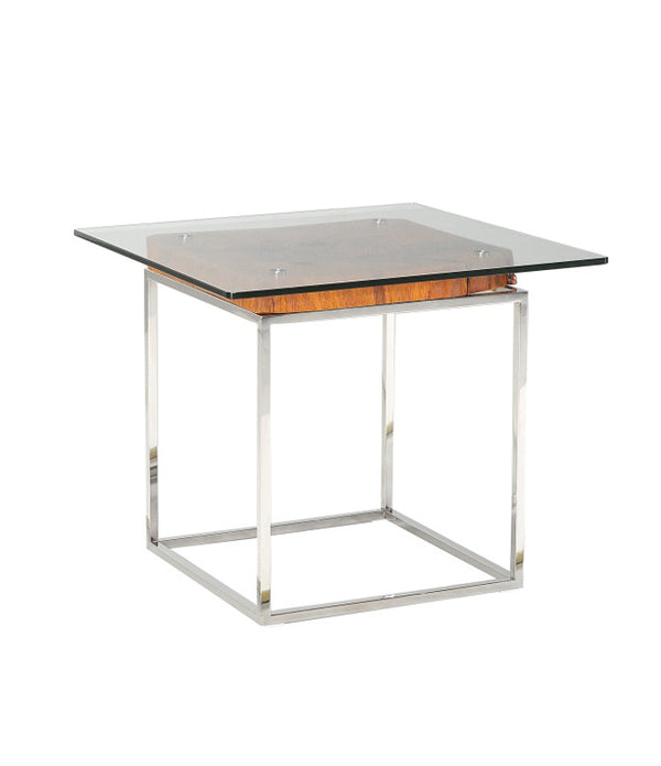 20' Wood  Steel  and Glass Tree Root End Table