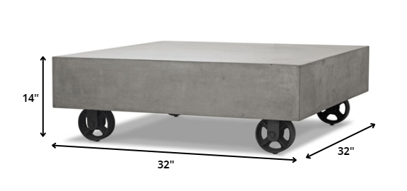 14' Concrete and Metal Coffee Table