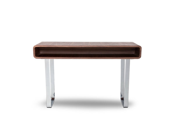 30' Walnut Veneer  Steel  and MDF Console Table