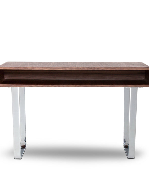 30' Walnut Veneer  Steel  and MDF Console Table