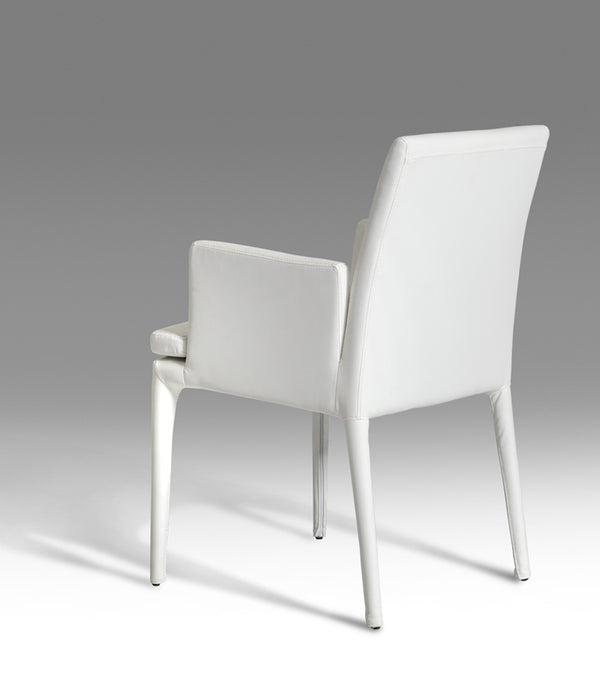 34' White Leatherette and Metal Dining Chair