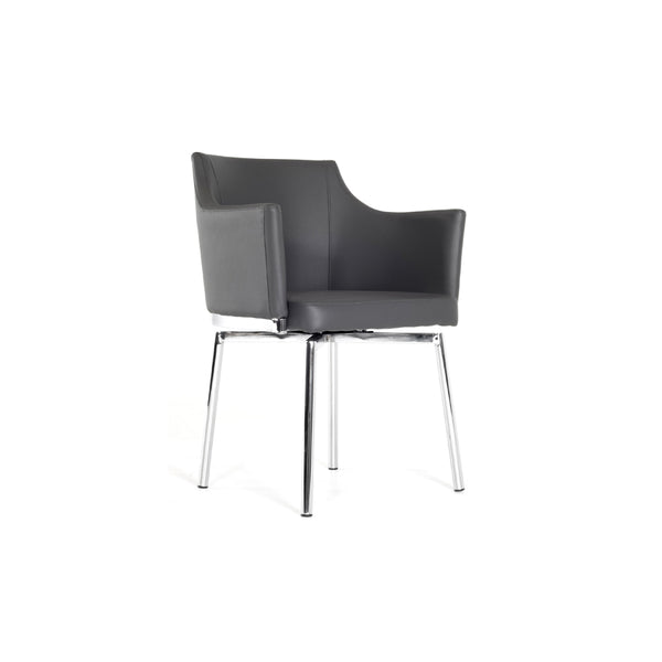 32' Grey Leatherette and Steel Dining Chair