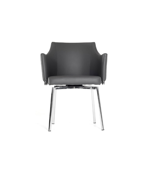 32' Grey Leatherette and Steel Dining Chair