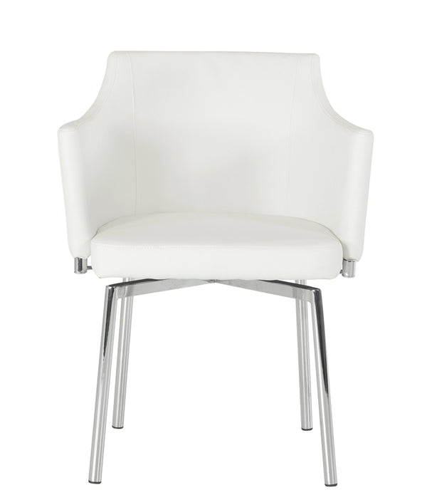 32' White Leatherette and Steel Dining Chair