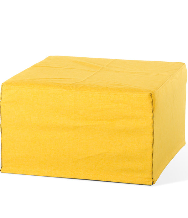 17' Yellow Fabric and Steel Ottoman Sofa Bed