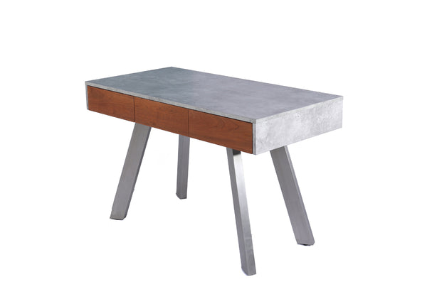 30' Walnut Veneer  Metal  and Concrete Desk