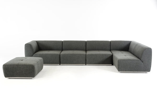 Gray Modular 5 Piece Sectional with Ottoman