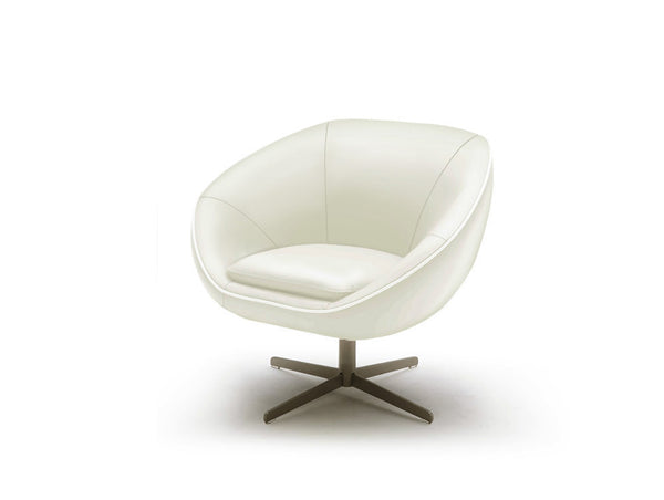 29" White Bonded Leather  Foam and Steel Accent Chair