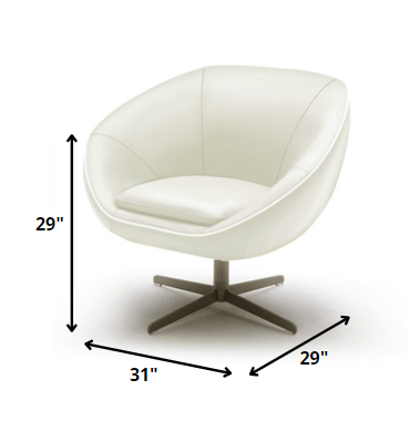 29" White Bonded Leather  Foam and Steel Accent Chair