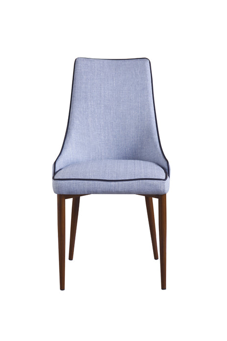 35' Blue Fabric and Metal Dining Chair