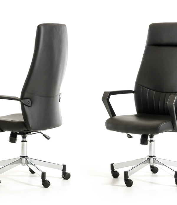 47' Black Leatherette  Plastic  and Steel Office Chair