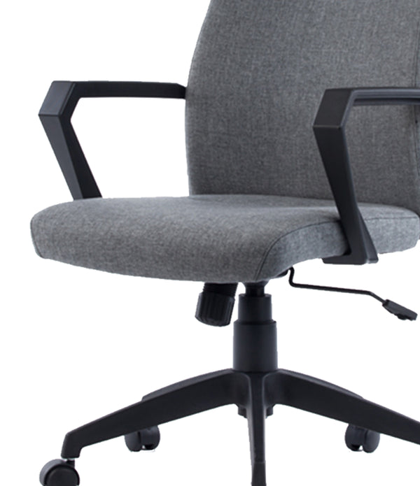 48' Grey and Black Fabric  Plastic  and Steel Office Chair