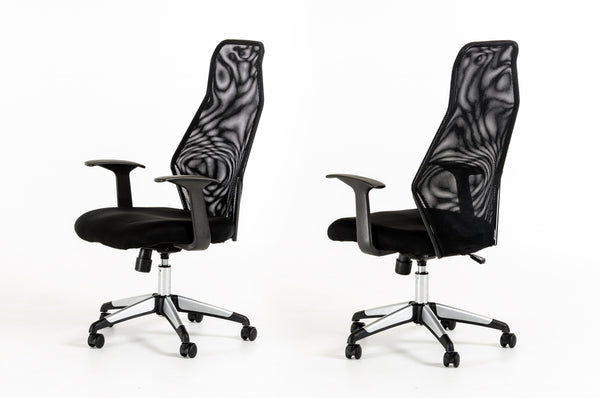 48' Black Plastic and Steel Office Chair