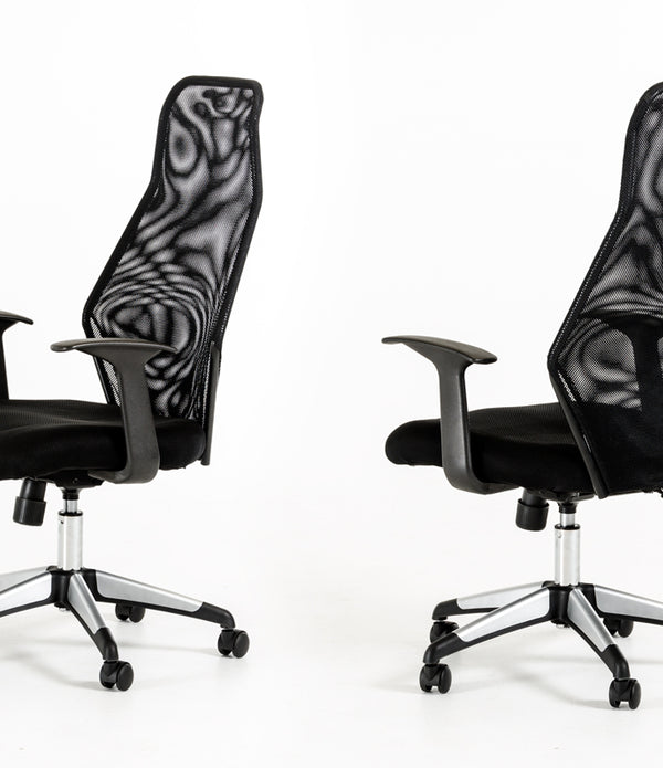 48' Black Plastic and Steel Office Chair