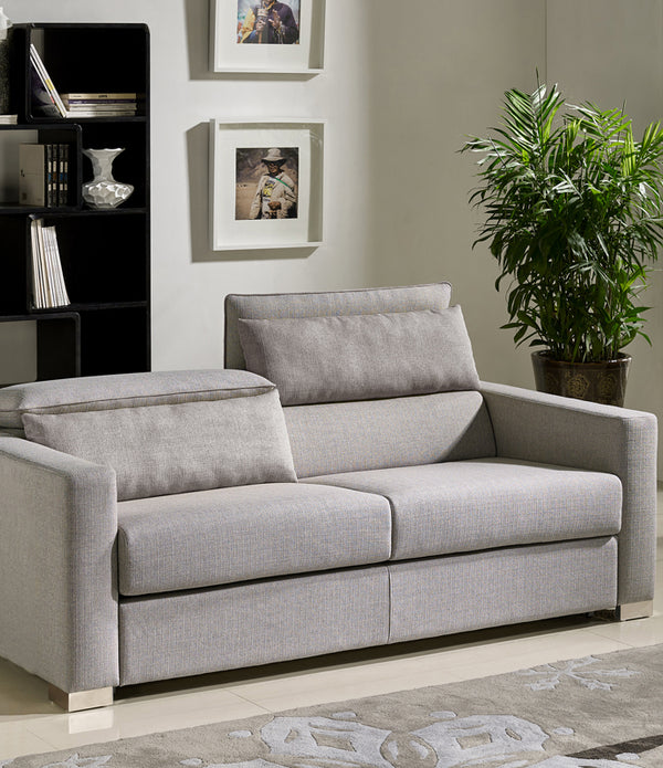 38' Grey Fabric  Foam  Wood  and Steel Sofa Bed