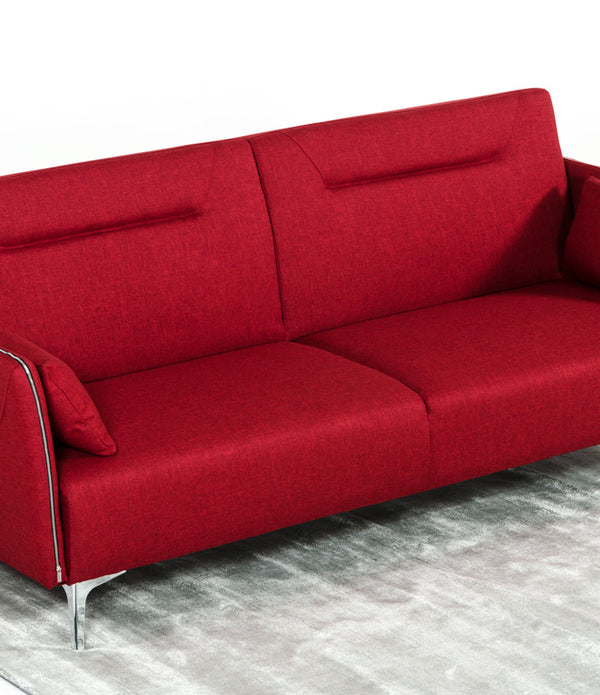 35' Red Fabric  Foam  Steel  and Wood Single Sofa