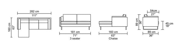 35" Blue Fabric  Foam  Wood  and Steel Sectional Sofa