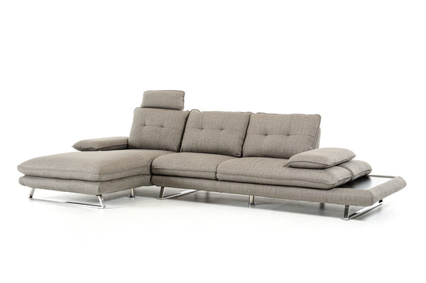 34' Grey Foam  Steel  Wood  and Veneer Sectional Sofa