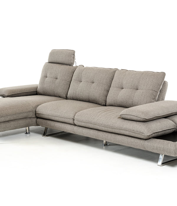 34' Grey Foam  Steel  Wood  and Veneer Sectional Sofa