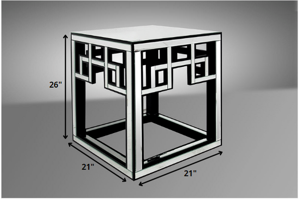 26' Mirrored Glass and MDF End Table