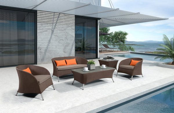 31' Brown Mesh  Aluminum  and Glass Sofa Set