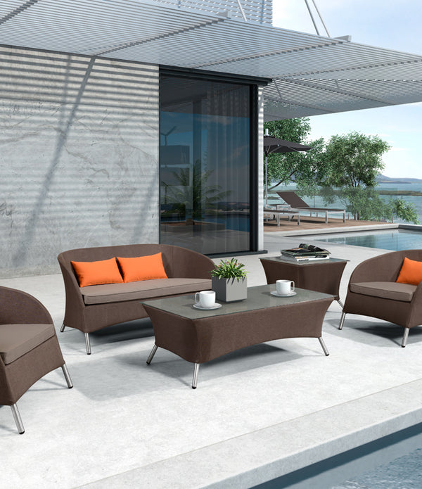 31' Brown Mesh  Aluminum  and Glass Sofa Set