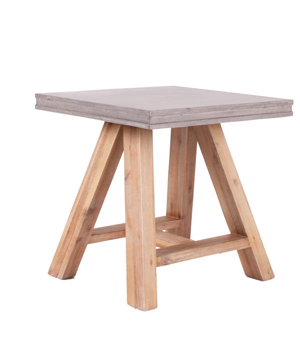 22' Concrete and Solid Acacia Wood End Table