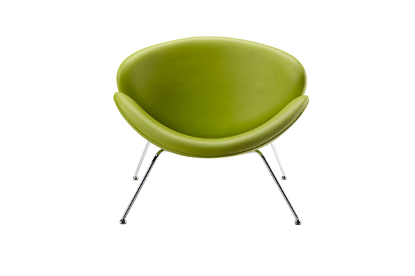 28' Green Leatherette and Metal Accent Chair