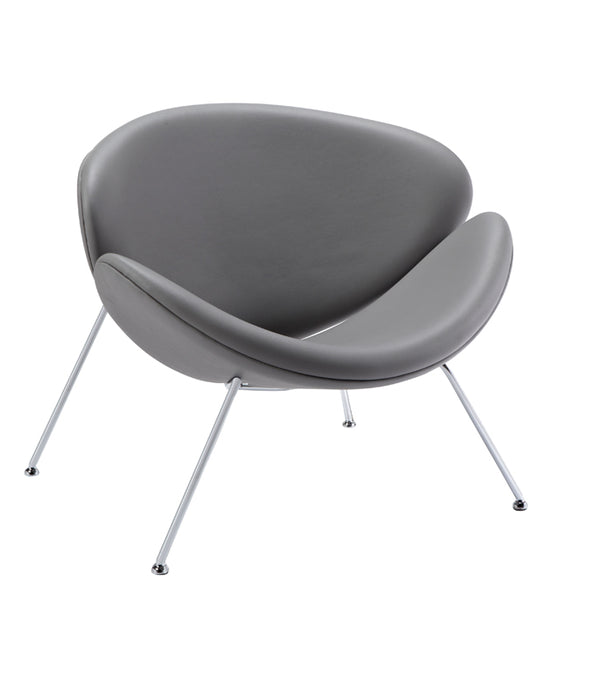 28' Grey Leatherette and Metal Accent Chair