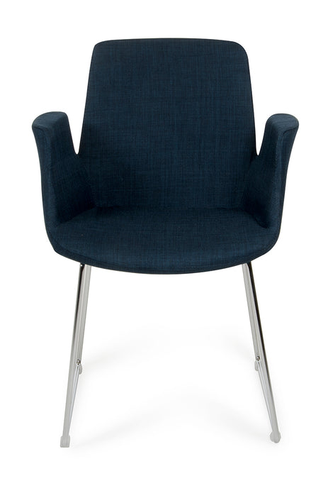 33' Blue Fabric  Polyester  and Metal Dining Chair