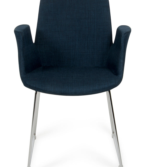 33' Blue Fabric  Polyester  and Metal Dining Chair