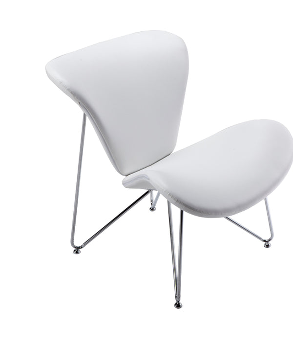 34' White Fabric  Polyester  and Metal Accent Chair