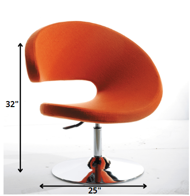 34' Orange Fabric  Polyester  and Wool Lounge Chair