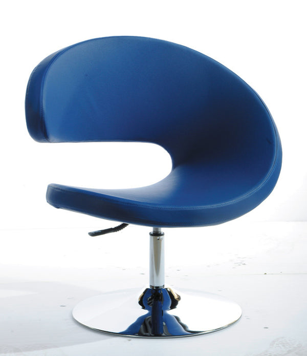 34' Blue Leatherette Lounge Chair