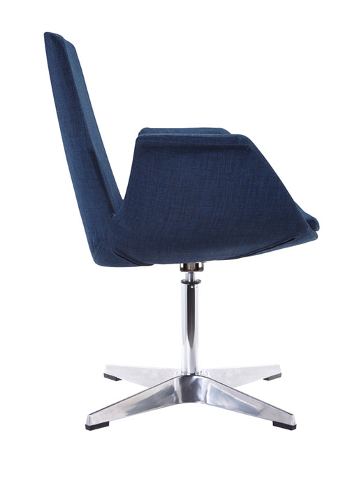 35' Blue Fabric  Polyester  and Aluminum Accent Chair