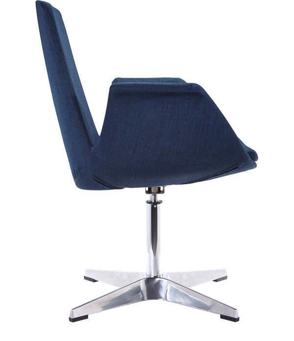 35' Blue Fabric  Polyester  and Aluminum Accent Chair