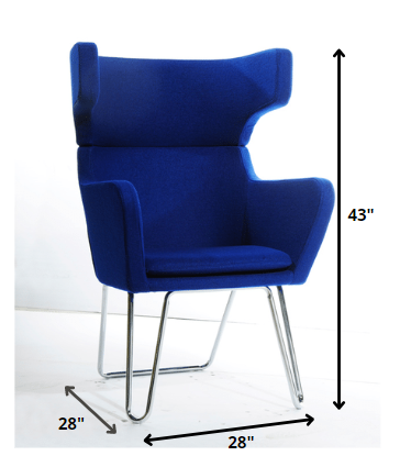 43' Blue Fabric  Wool  and Polyester Lounge Chair