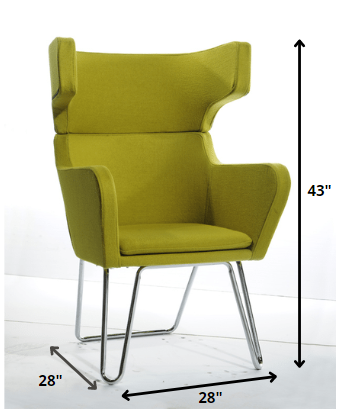 43' Green Fabric  Wool  and Polyester Lounge Chair