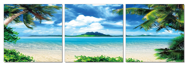 24' Multicolor Canvas 3 Panels Beach Photo