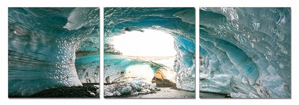 24' Multicolor Canvas 3 Horizontal Panels Ice Cave Photo